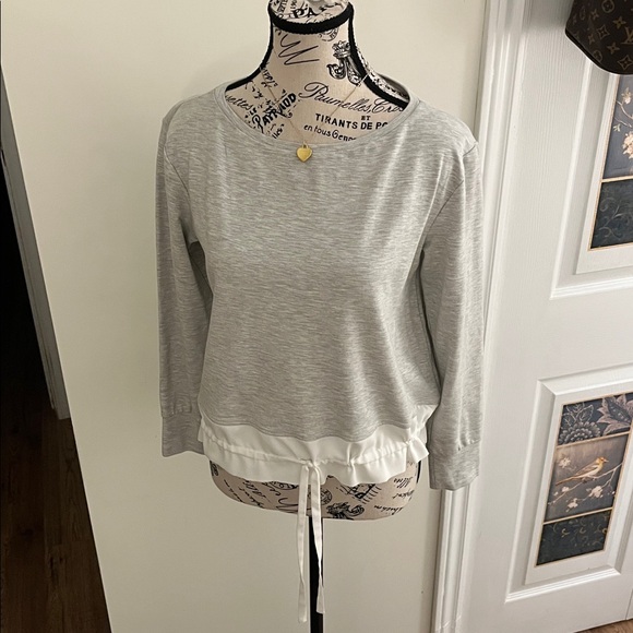 Club Monaco Light Gray Sweatshirt with White Drawstring Hem - Picture 7 of 11